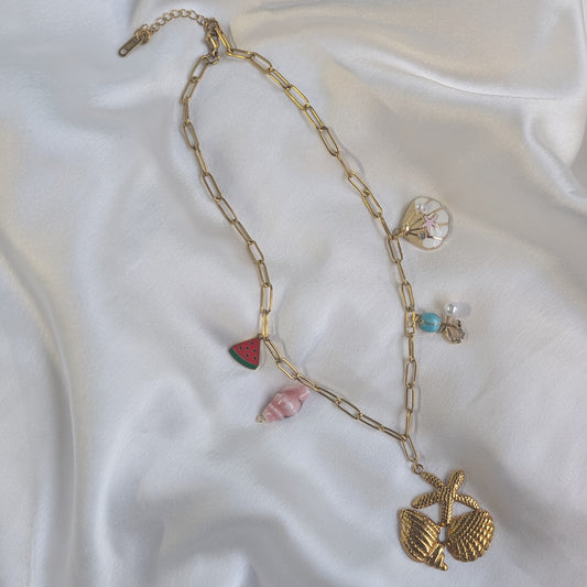 18K Gold Plated Tropical Seaside Charm Pendant (Anti Tarnish)