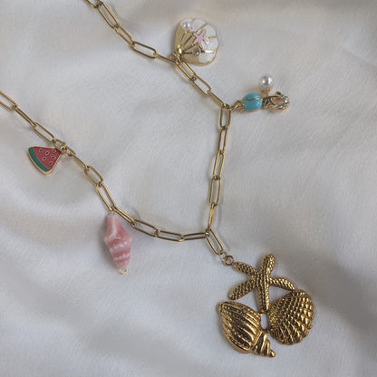 18K Gold Plated Tropical Seaside Charm Pendant (Anti Tarnish)