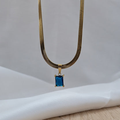 18k Gold Plated Stone Pendant Necklace (Anti Tarnish)