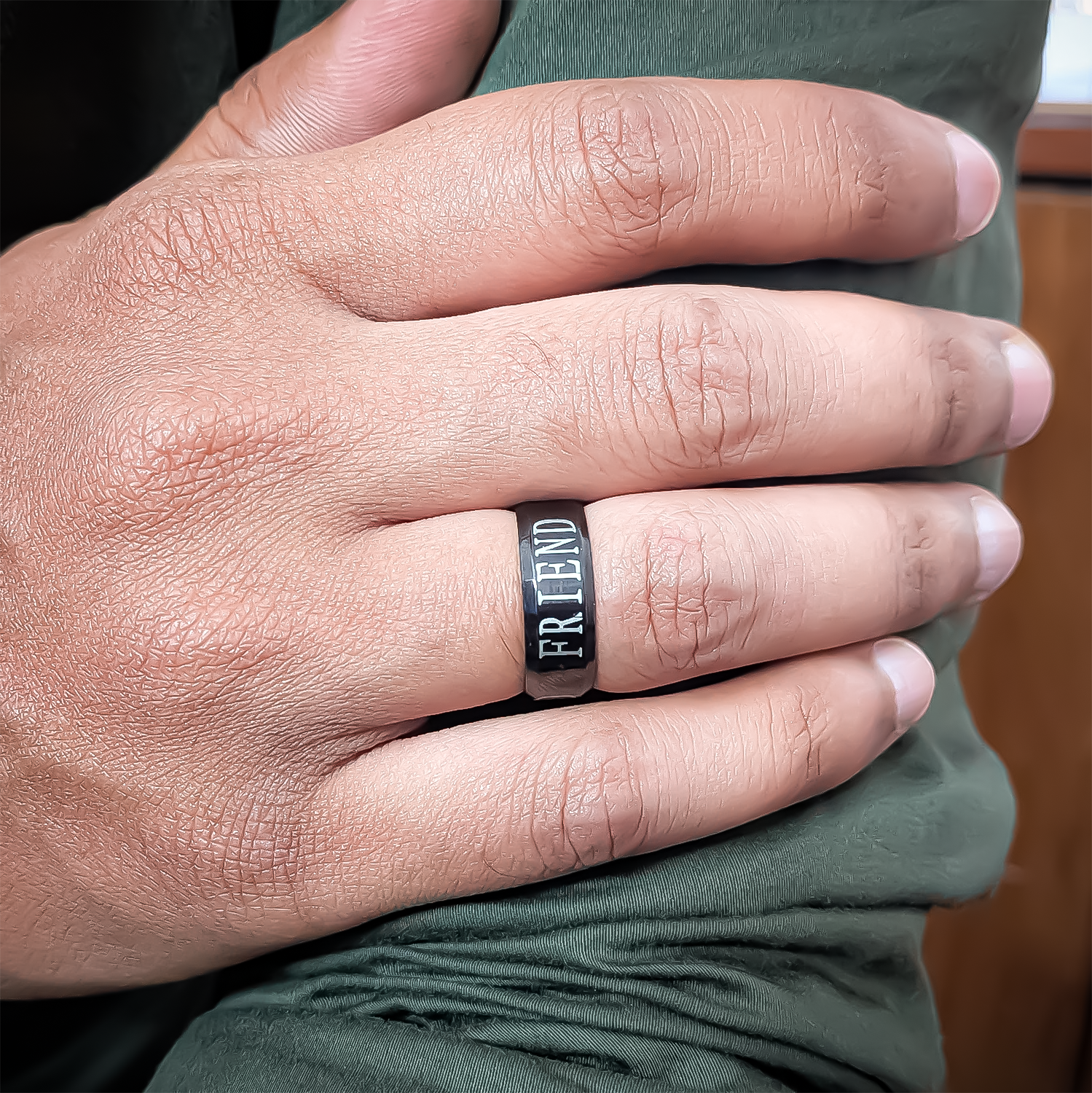 Classic Friend inscribed Minimal Band Ring for Men & Women