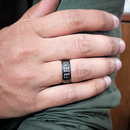 Classic Friend inscribed Minimal Band Ring for Men & Women