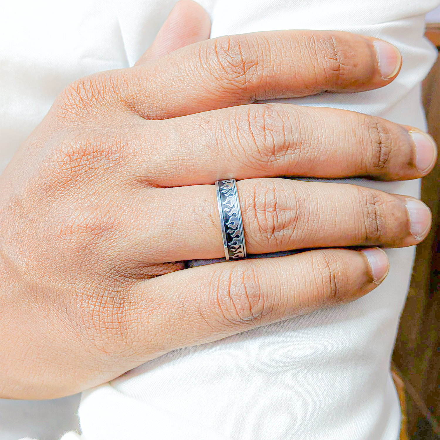 Round Flames Wave Style Pattern Ring for Men & Women