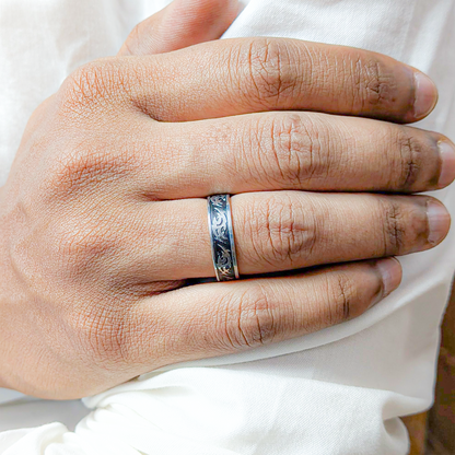 Round Ninja Sign Style Pattern Ring for Men & Women