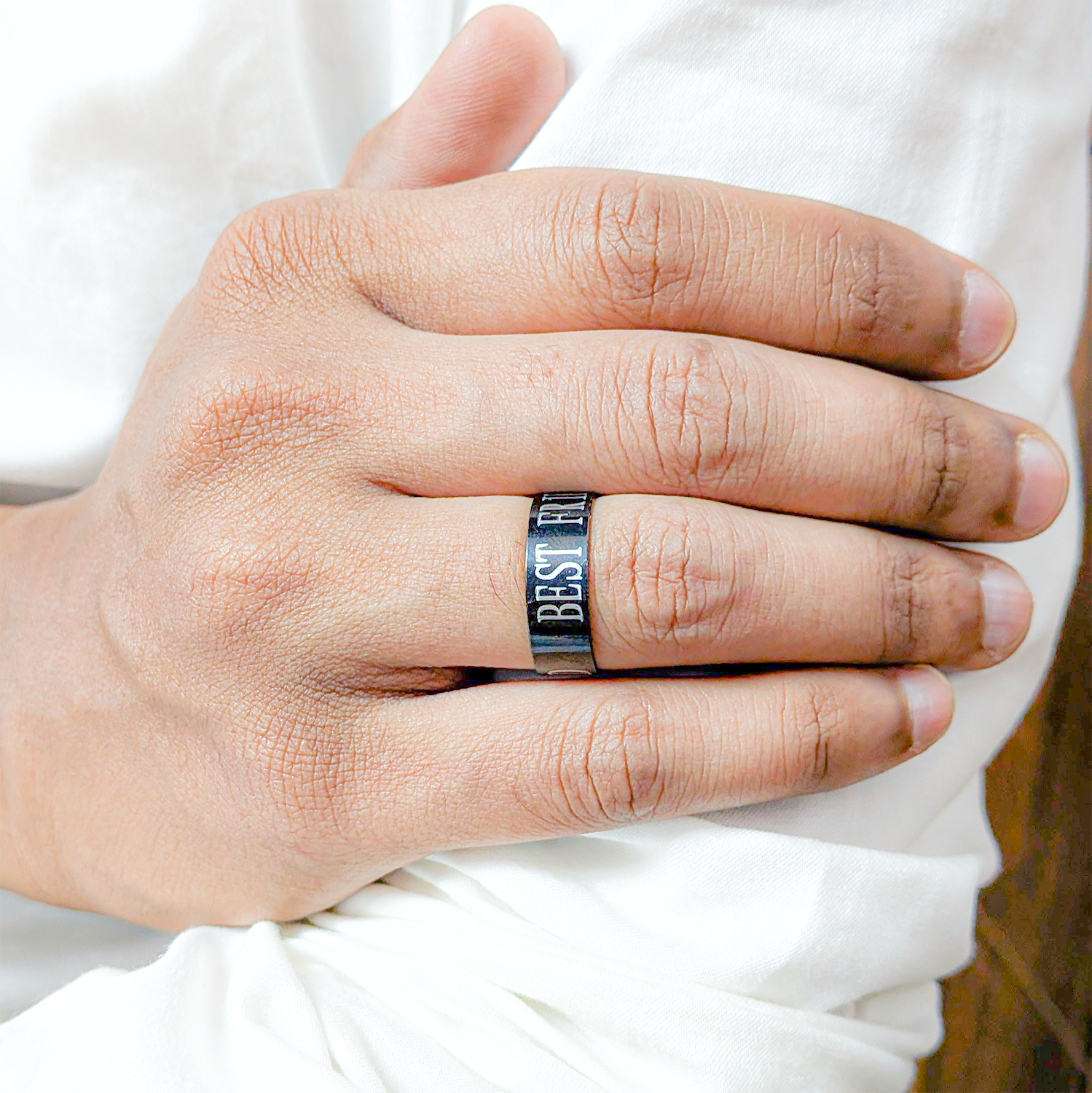 Classic Best Friend inscribed Minimal Band Ring for Men & Women