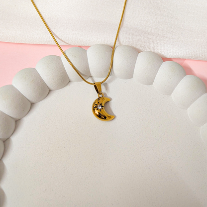 CZ Stone Dainty Crescent Moon Pendant for Girls & Women's