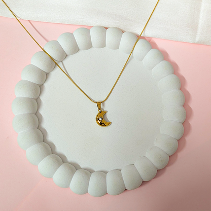 CZ Stone Dainty Crescent Moon Pendant for Girls & Women's