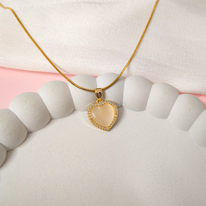Delicate Heart Shape Cubic Zirconia Studded Pendant for Girls & Women's