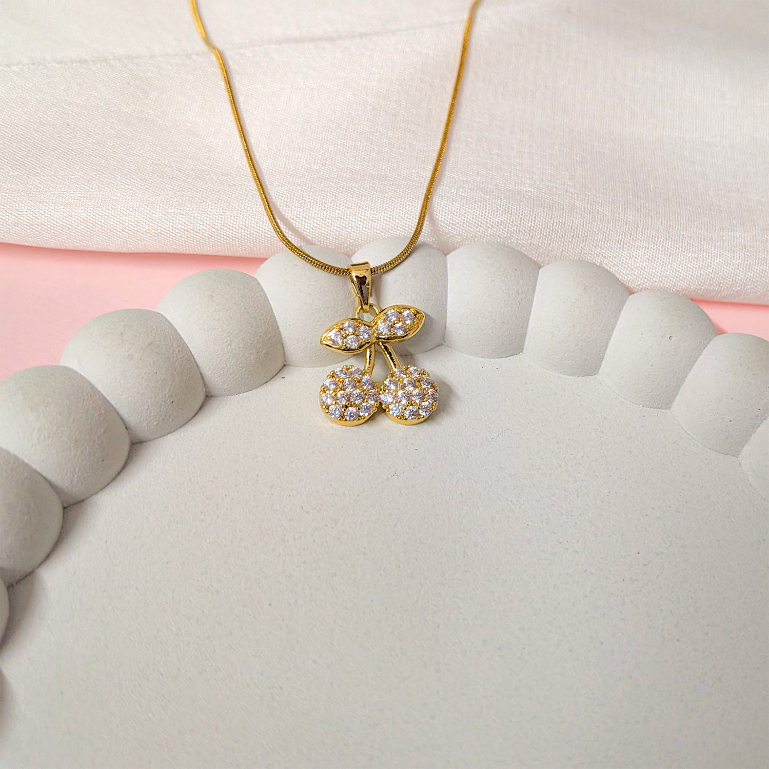Twin Cherries Accented Sparkling CZ Stones Pendant for Girls & Women's