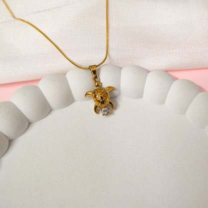 Sparkling CZ Stone Turtle Of Fortune Pendant for Girls & Women's