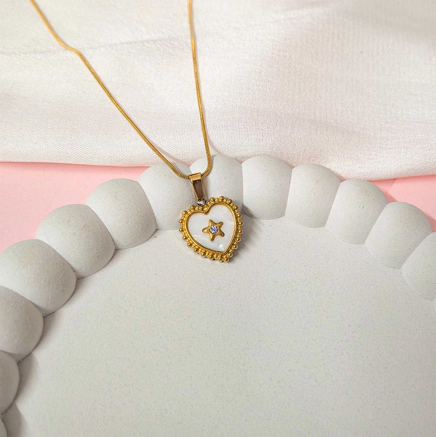 Resin Heart With Centered CZ Stone Star Pendant for Girls & Women's