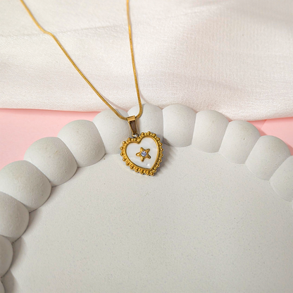 Resin Heart With Centered CZ Stone Star Pendant for Girls & Women's