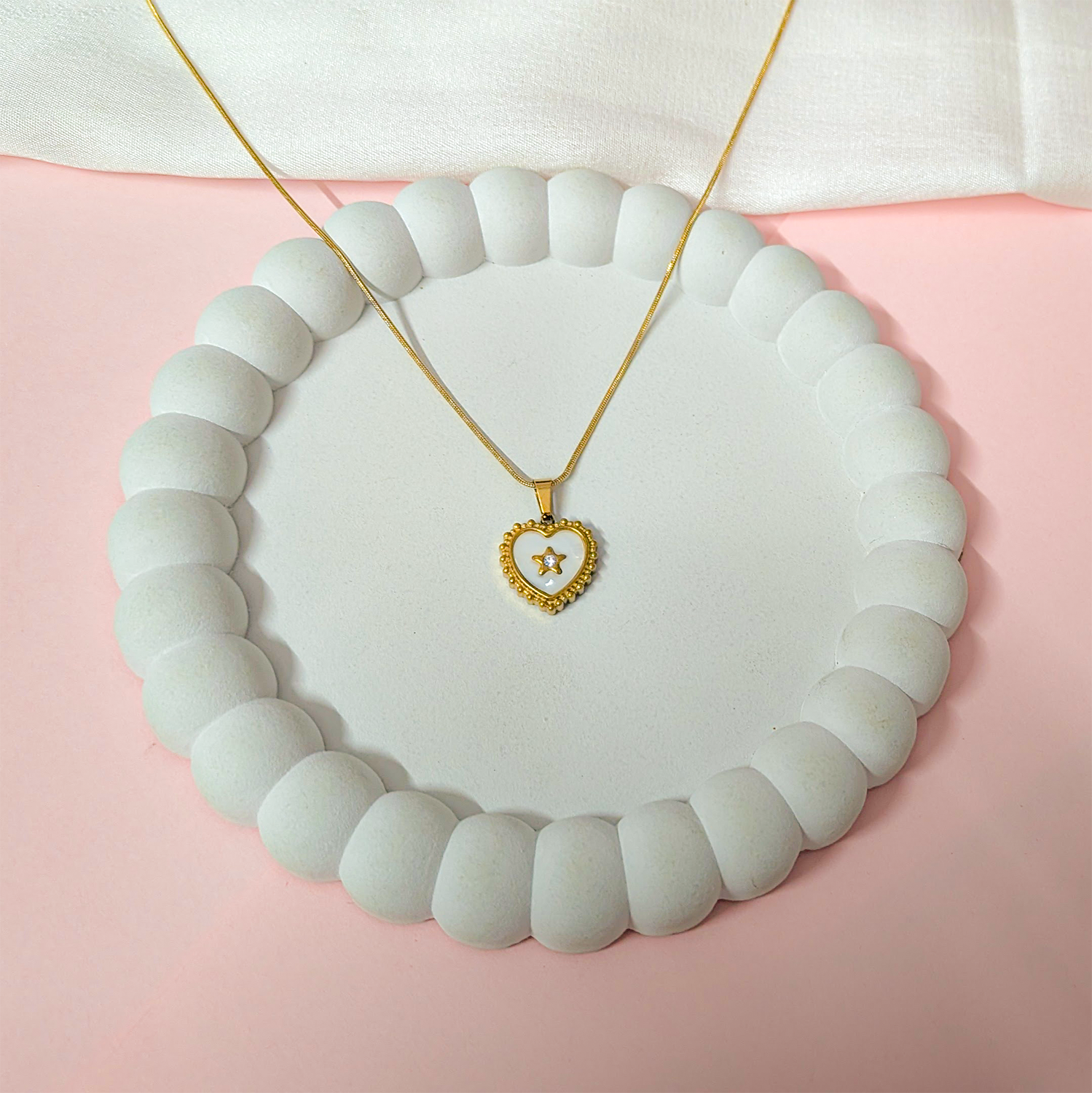 Resin Heart With Centered CZ Stone Star Pendant for Girls & Women's