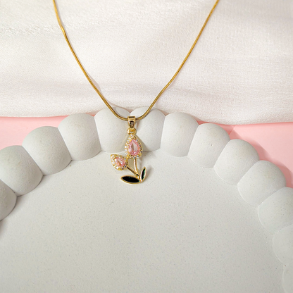 Two Leaf Tulip Flower Pendant for Girls & Women's