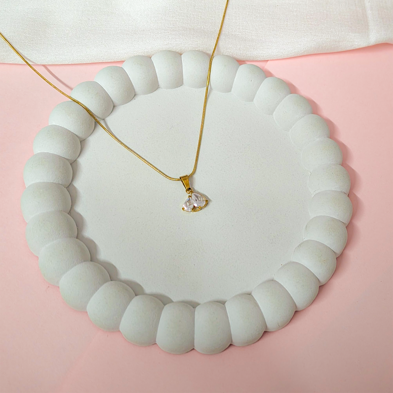 AD Stone Dual Teardrop Pendant for Girls & Women's