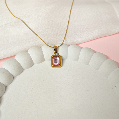 Emerald-Cut Cubic Zirconia Bezel Pendant for Girls & Women's