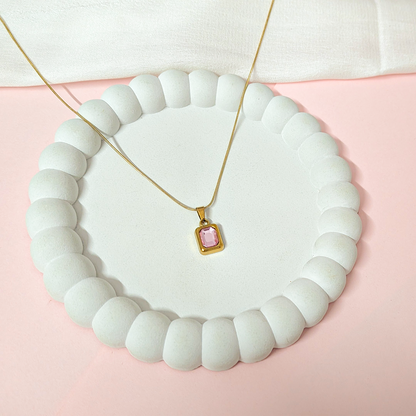 Emerald-Cut Cubic Zirconia Bezel Pendant for Girls & Women's