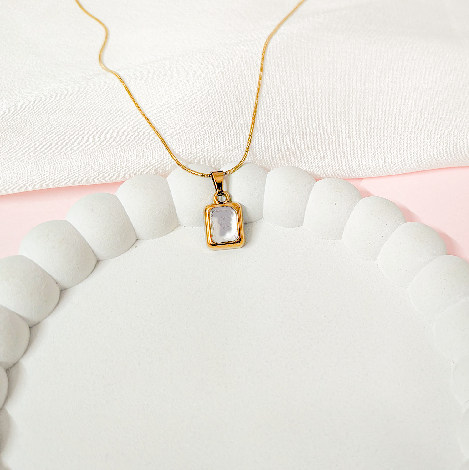 Emerald-Cut Cubic Zirconia Bezel Pendant for Girls & Women's