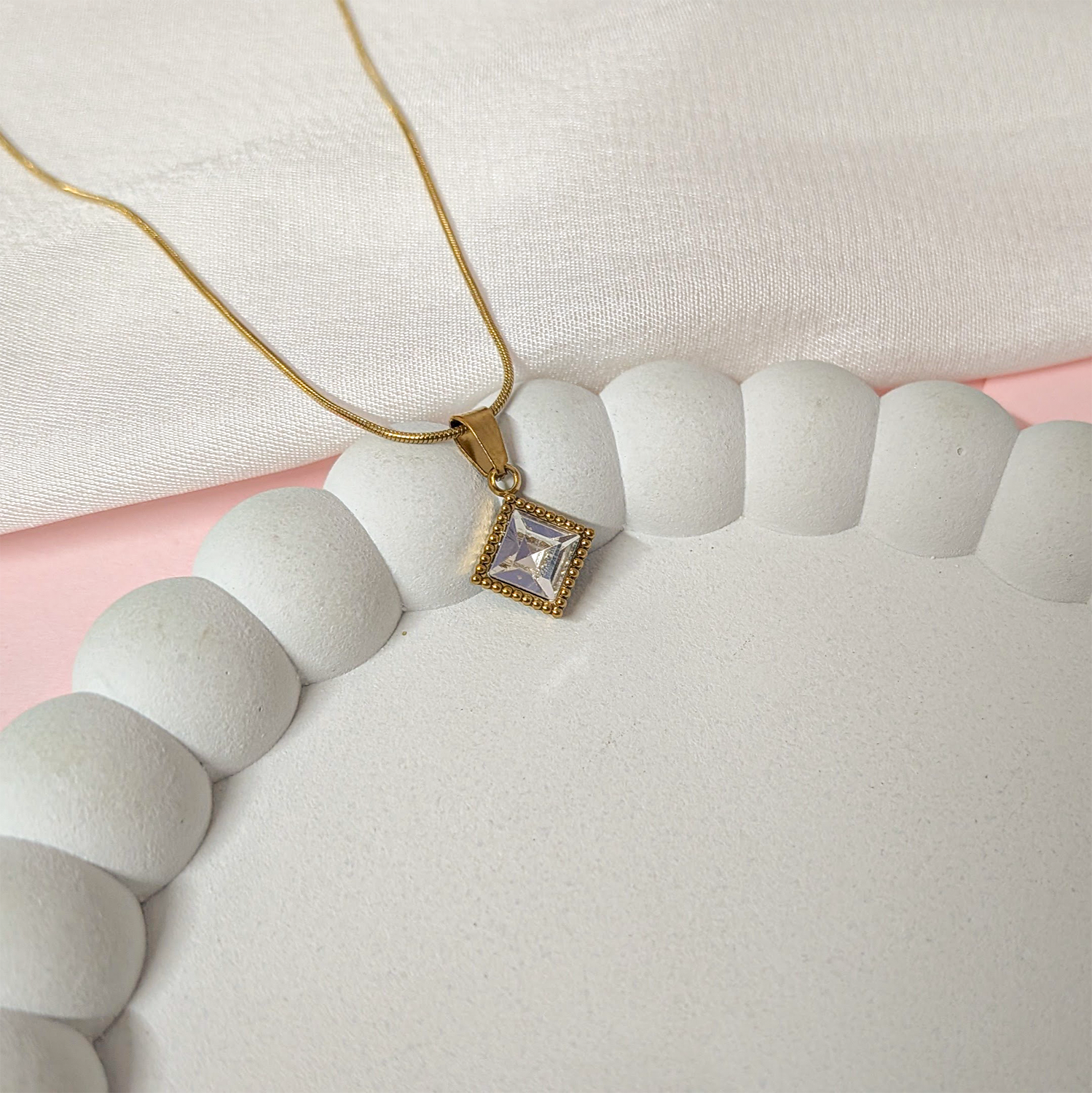Symmetry Square Diamond Shape Stone Pendant for Girls & Women's