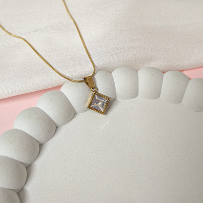 Symmetry Square Diamond Shape Stone Pendant for Girls & Women's