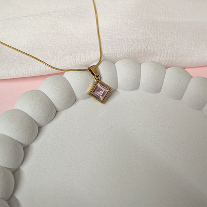Symmetry Square Diamond Shape Stone Pendant for Girls & Women's