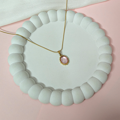 Prominent Crystal Oval Shape Mirror Pendant for Girls & Women's