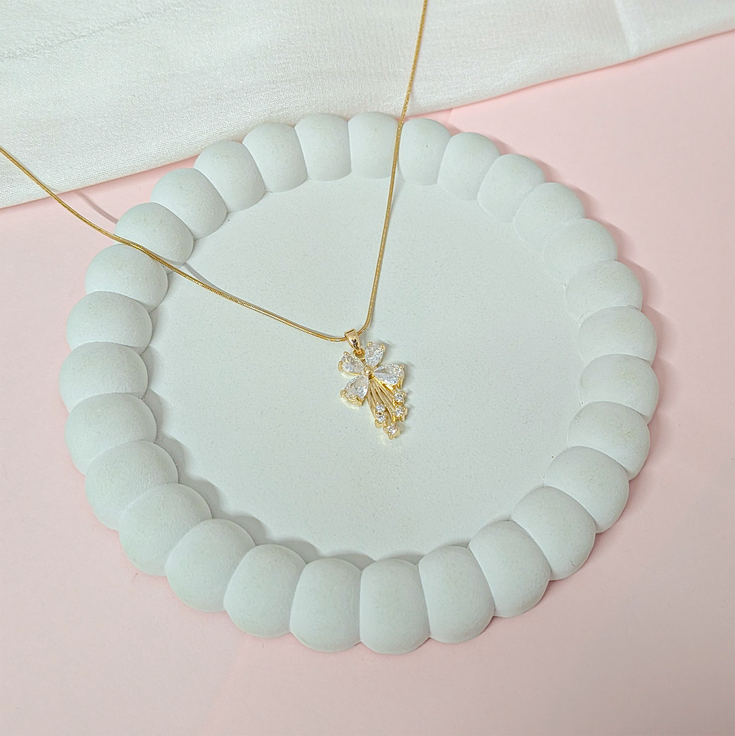 Delicate Crystal Flower Design Accented Pendant for Girls & Women's
