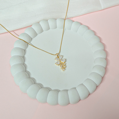 Delicate Crystal Flower Design Accented Pendant for Girls & Women's