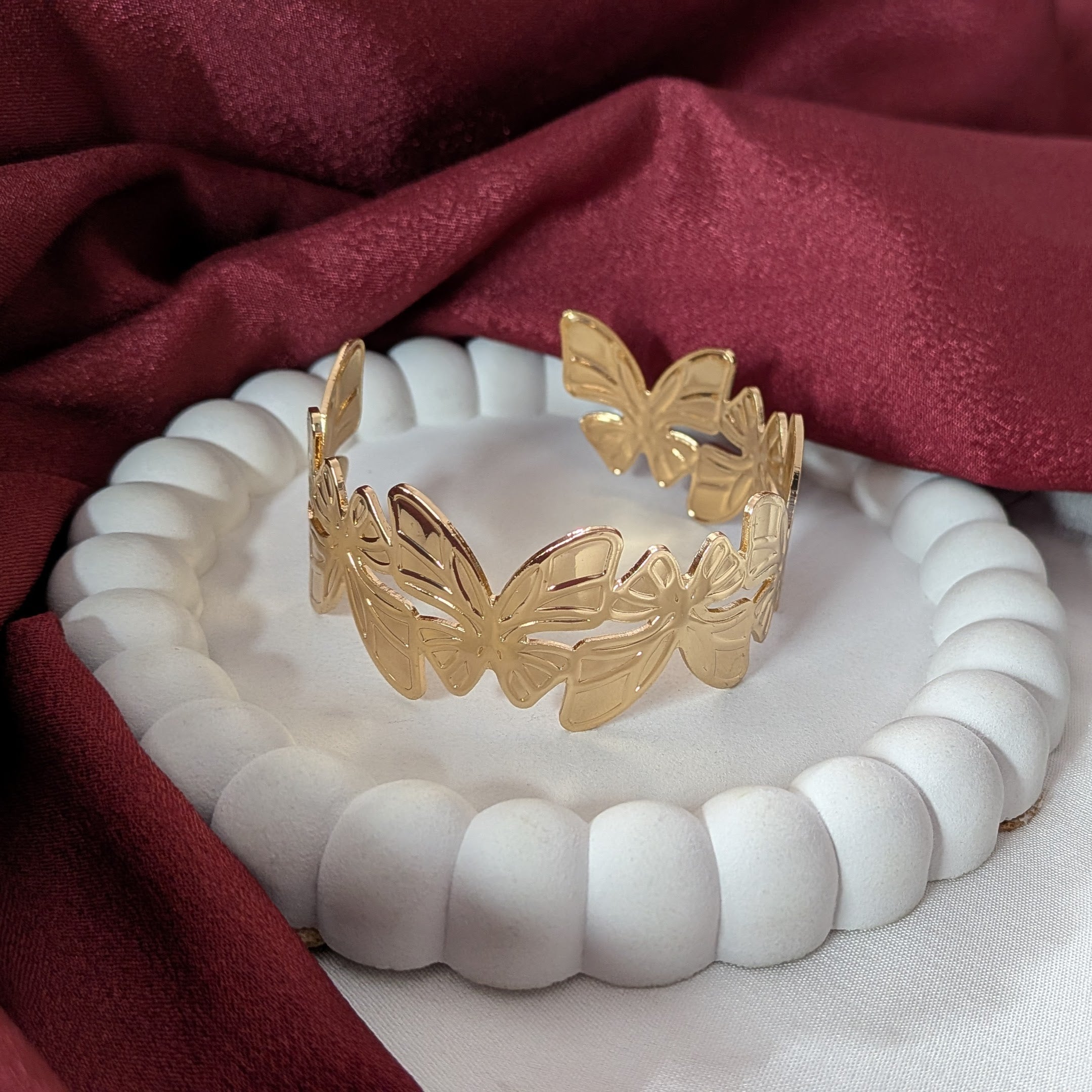 Golden 3D Butterfly Cuff Bracelet for Women & Girls