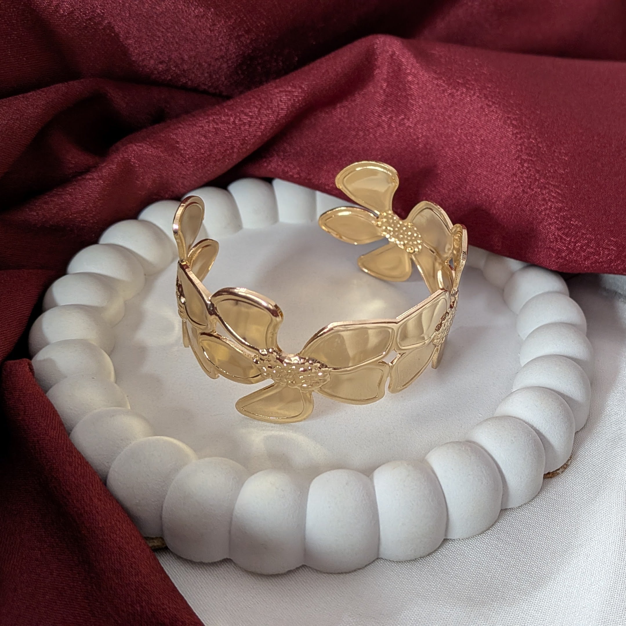 Golden Sunflower Design Cuff Bracelet for Women & Girls
