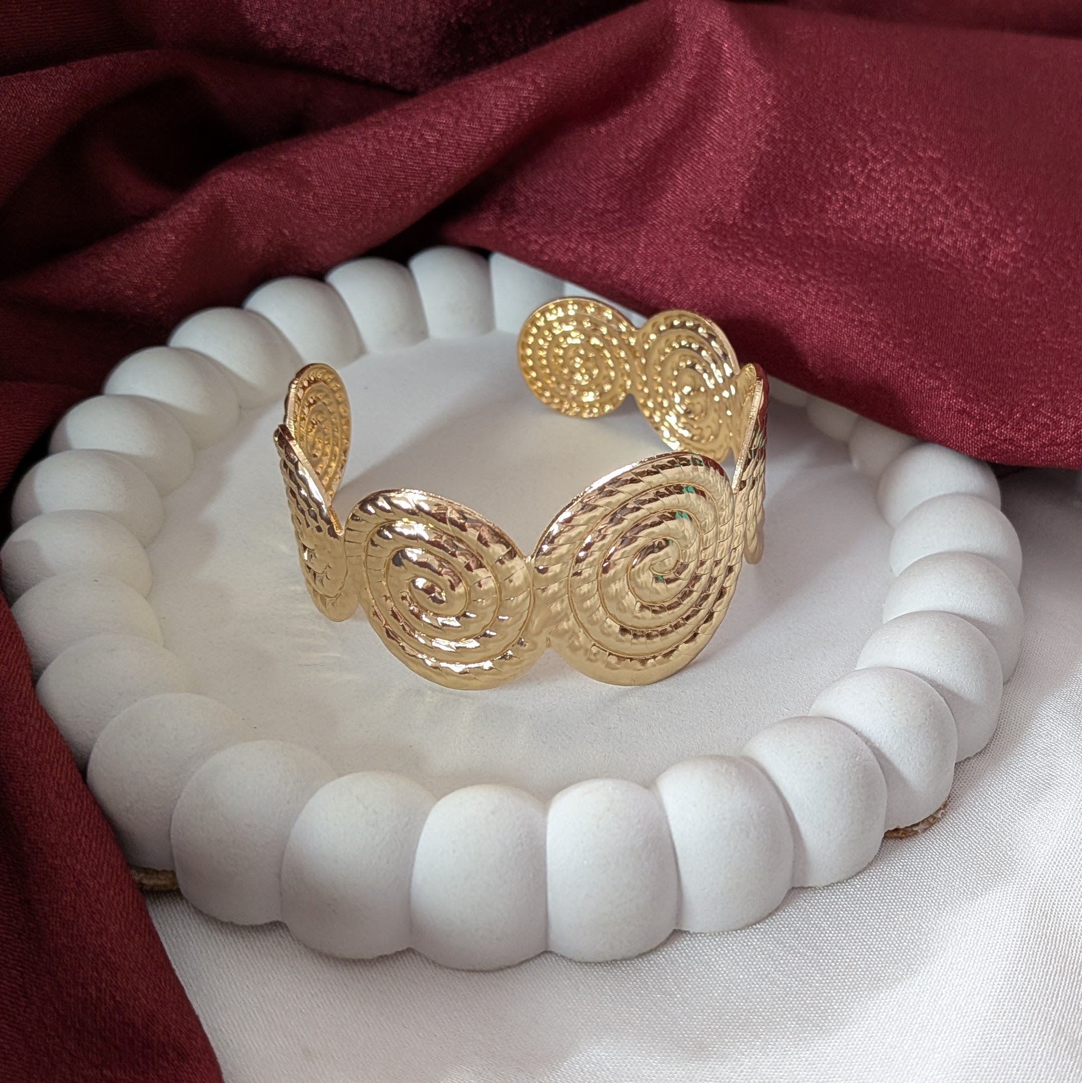 Golden Oval  Spiral Cuff Bracelet for Women & Girls