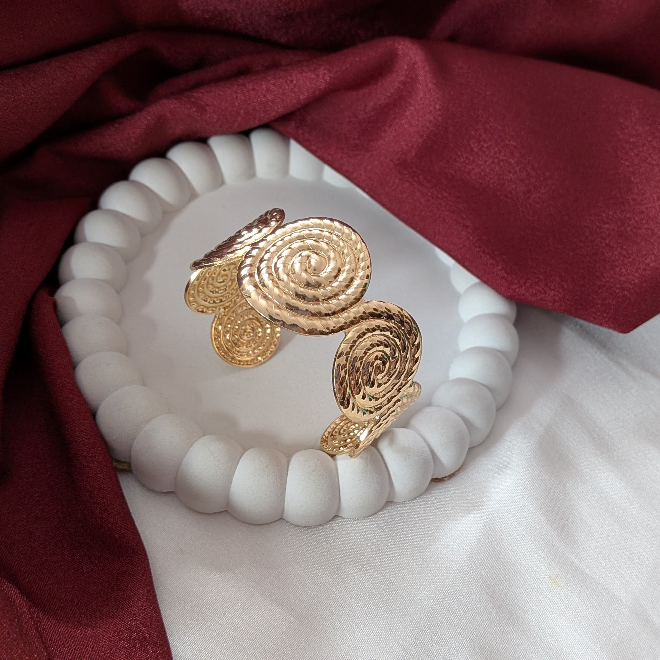 Golden Oval  Spiral Cuff Bracelet for Women & Girls