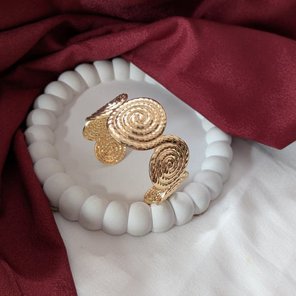 Golden Oval  Spiral Cuff Bracelet for Women & Girls