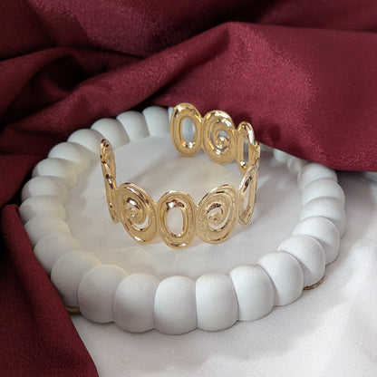 Golden Oval Spiral Cuff Bracelet for Women & Girls