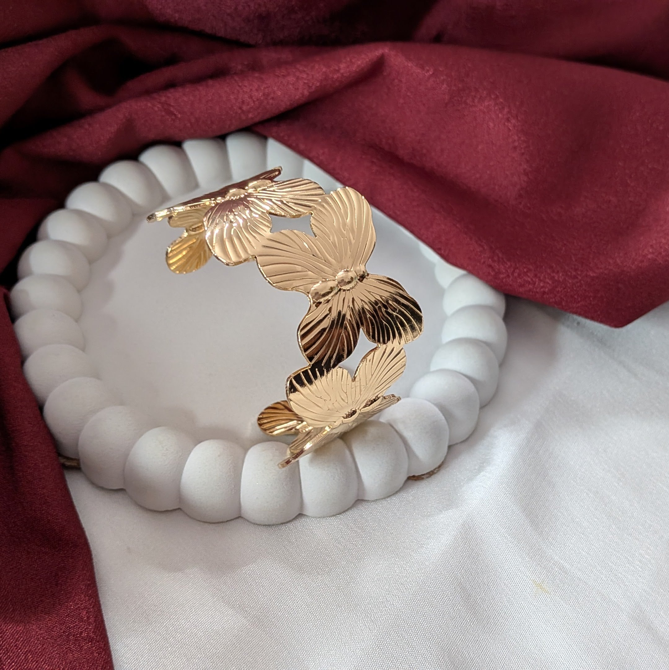 Golden Butterfly Cuff Bracelet for Women & Girls