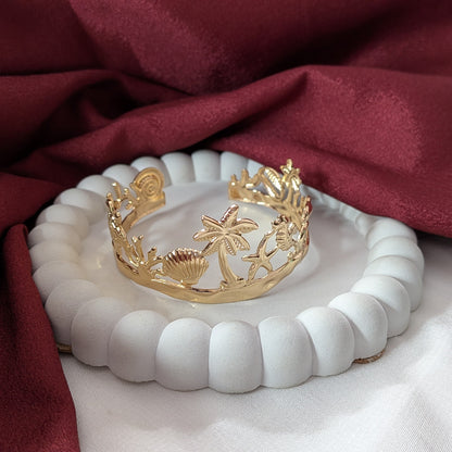 Golden Ocean Theme Cuff Bracelet for Women & Girls