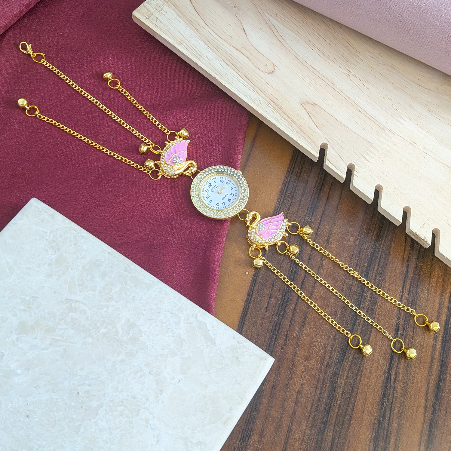 Swan Crystal Kashmiri Watch for Women & Girls