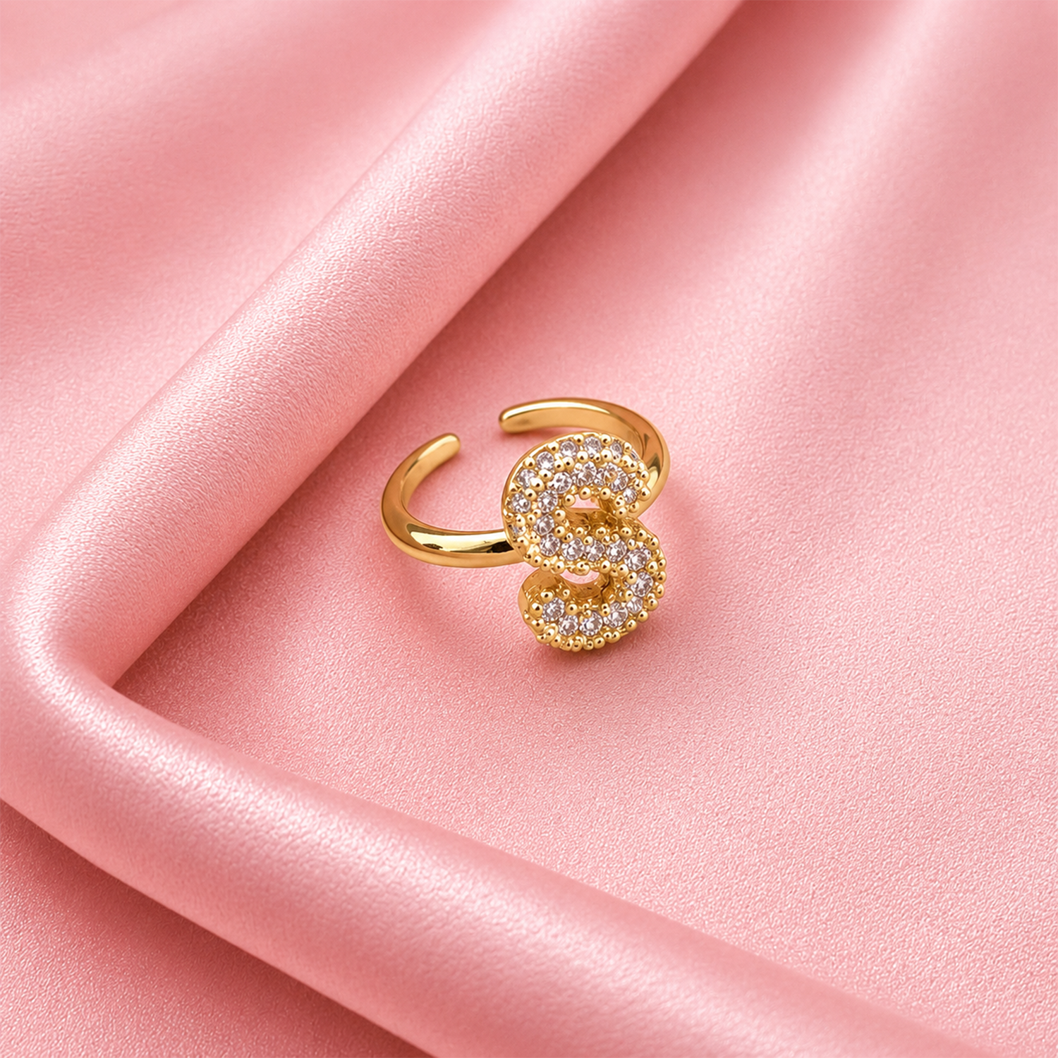Sparkling Alphabet Letters CZ Stones Rings For Girls & Women's