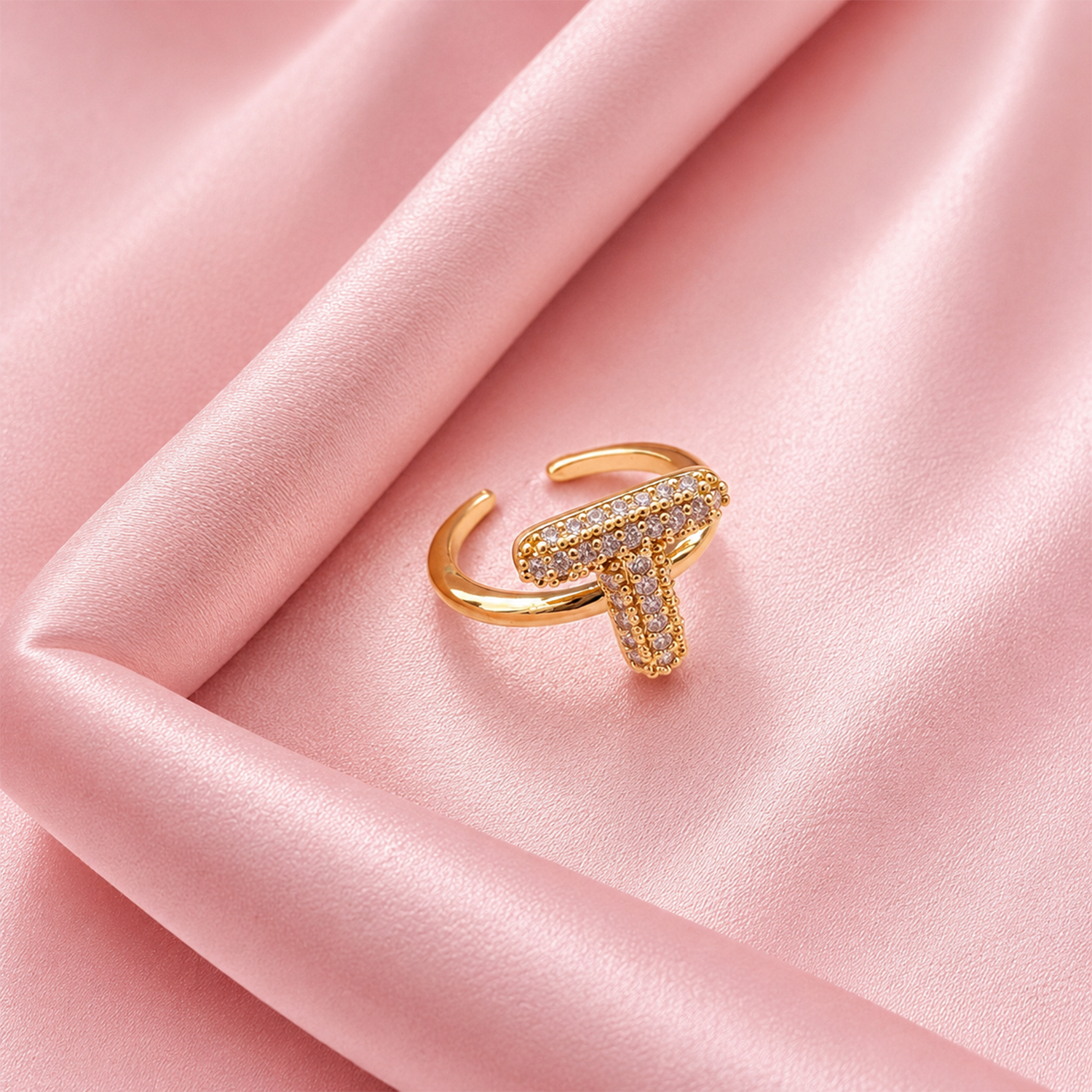 Sparkling Alphabet Letters CZ Stones Rings For Girls & Women's
