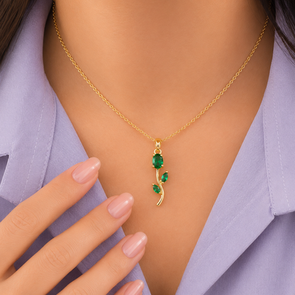Crystal Tulip Pendant & Dangle Earrings Set for Women & Girls