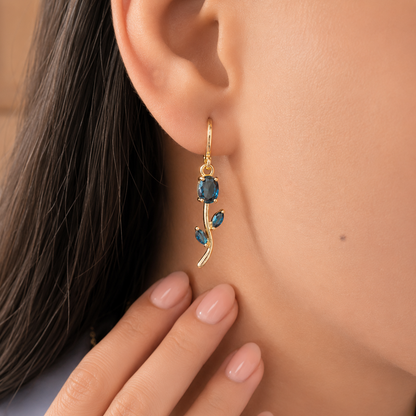 Crystal Tulip Pendant & Dangle Earrings Set for Women & Girls