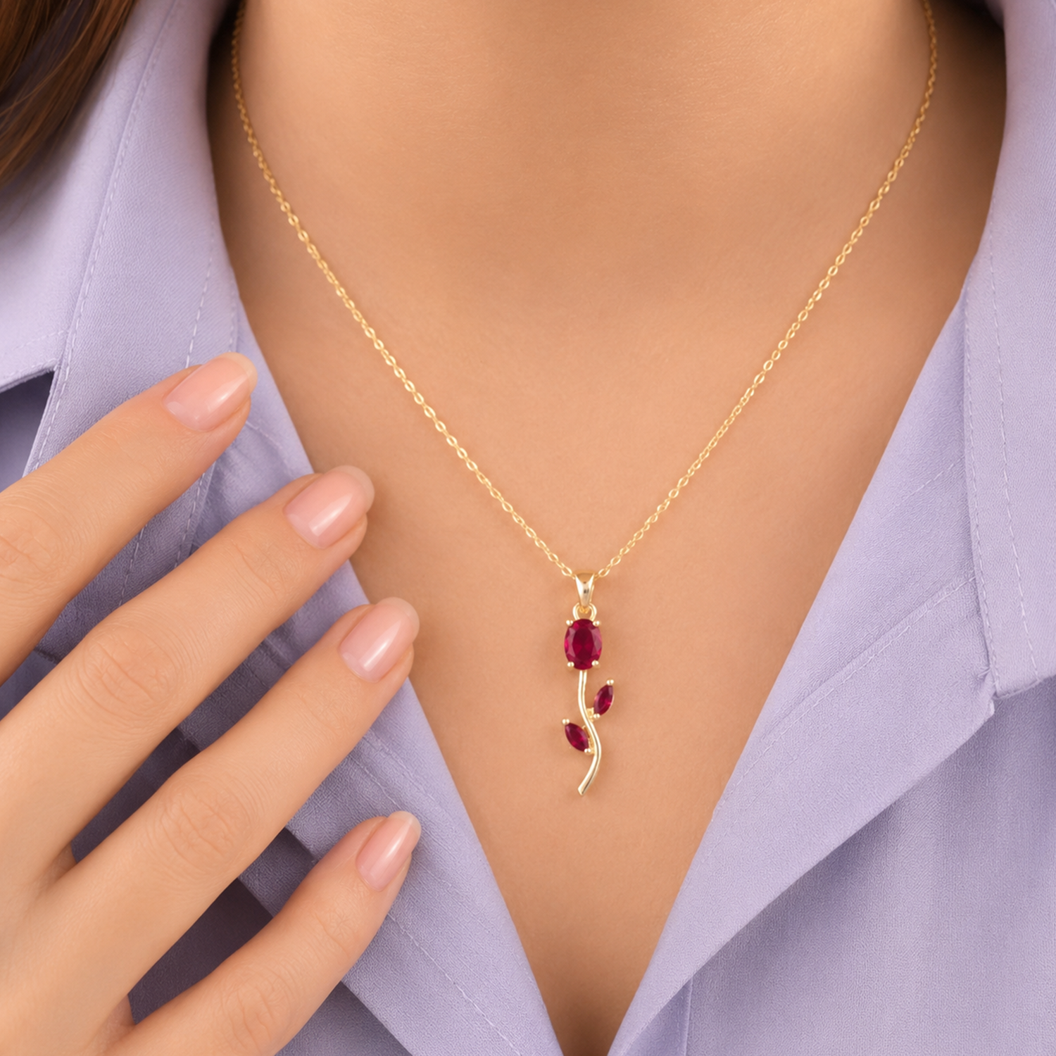 Crystal Tulip Pendant & Dangle Earrings Set for Women & Girls