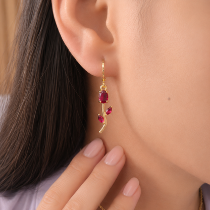 Crystal Tulip Pendant & Dangle Earrings Set for Women & Girls