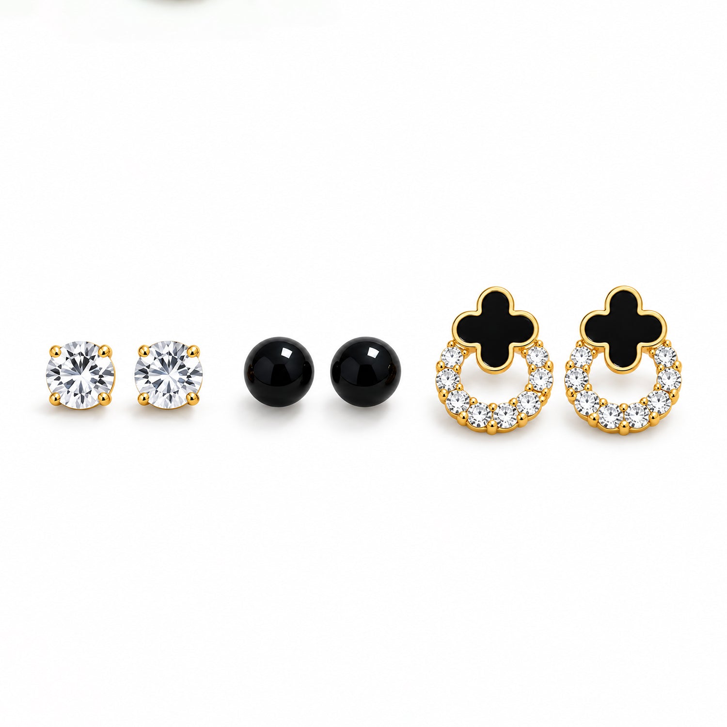 Sparkling Crystal Clover Alloy Stud Earrings for Girls & Women