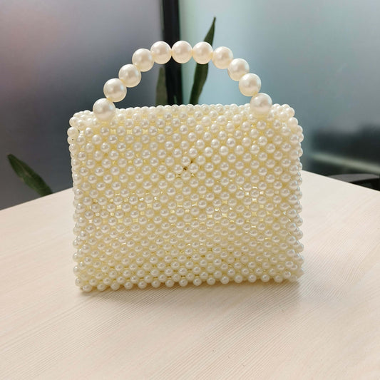 Classic Pearl Beaded Handheld Bag