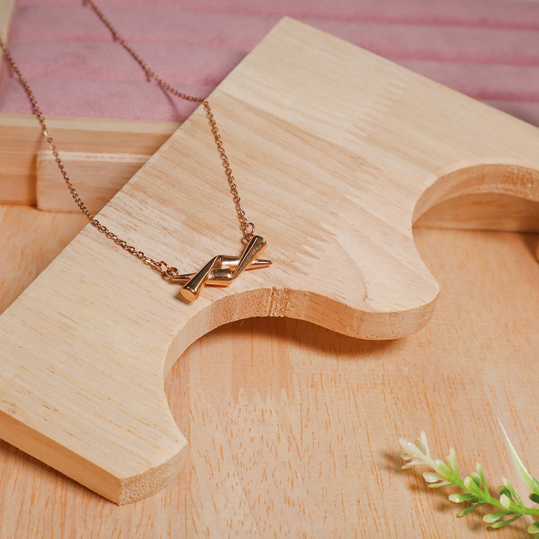 Rose Gold Cross Sword Pendant Necklace (Anti Tarnish)