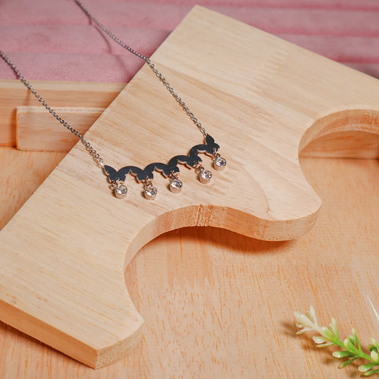 Silver Twilight Butterflies Pendant Necklace (Anti-Tarnish)