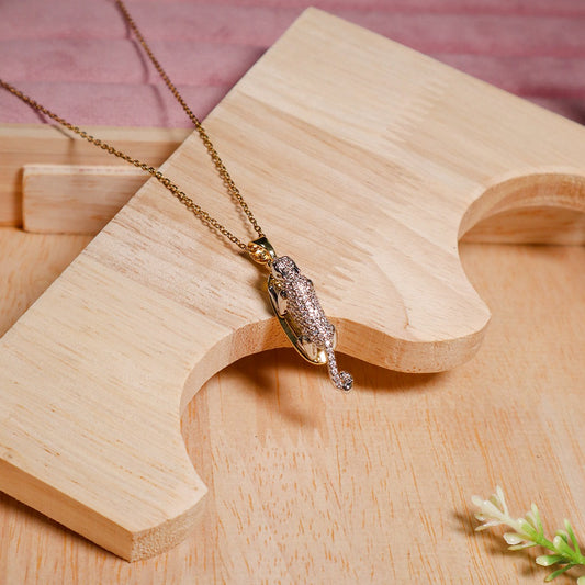 18K Gold Plated AD Jaguar Pendant Necklace (Anti-Tarnish)