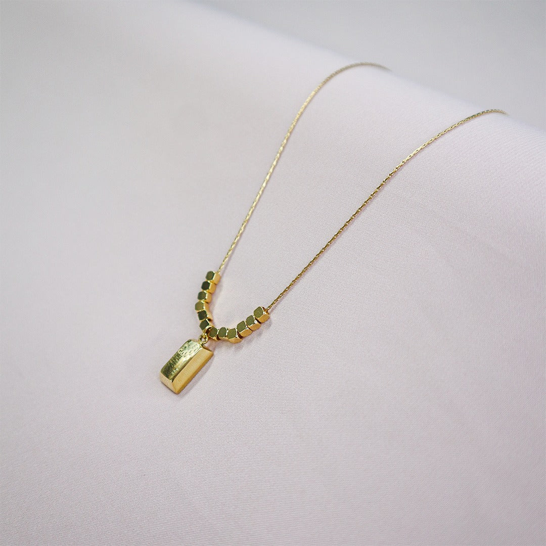 18K Gold Plated Brick Pendant Necklace (Anti-Tarnish)