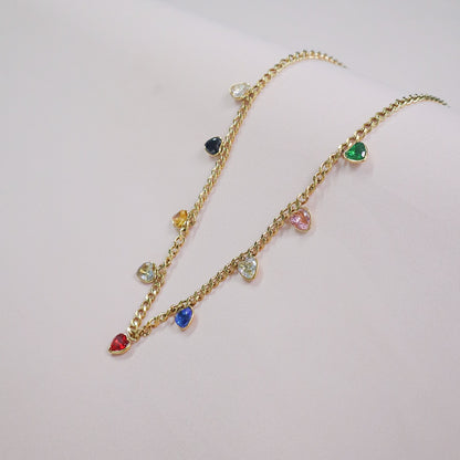 18K Gold Plated Rainbow Hearts Pendant Necklace (Anti-Tarnish)