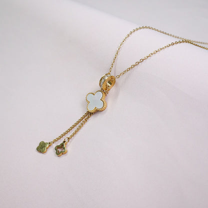 18K Gold Plated Clover Hanging Pendant Necklace (Anti-Tarnish)